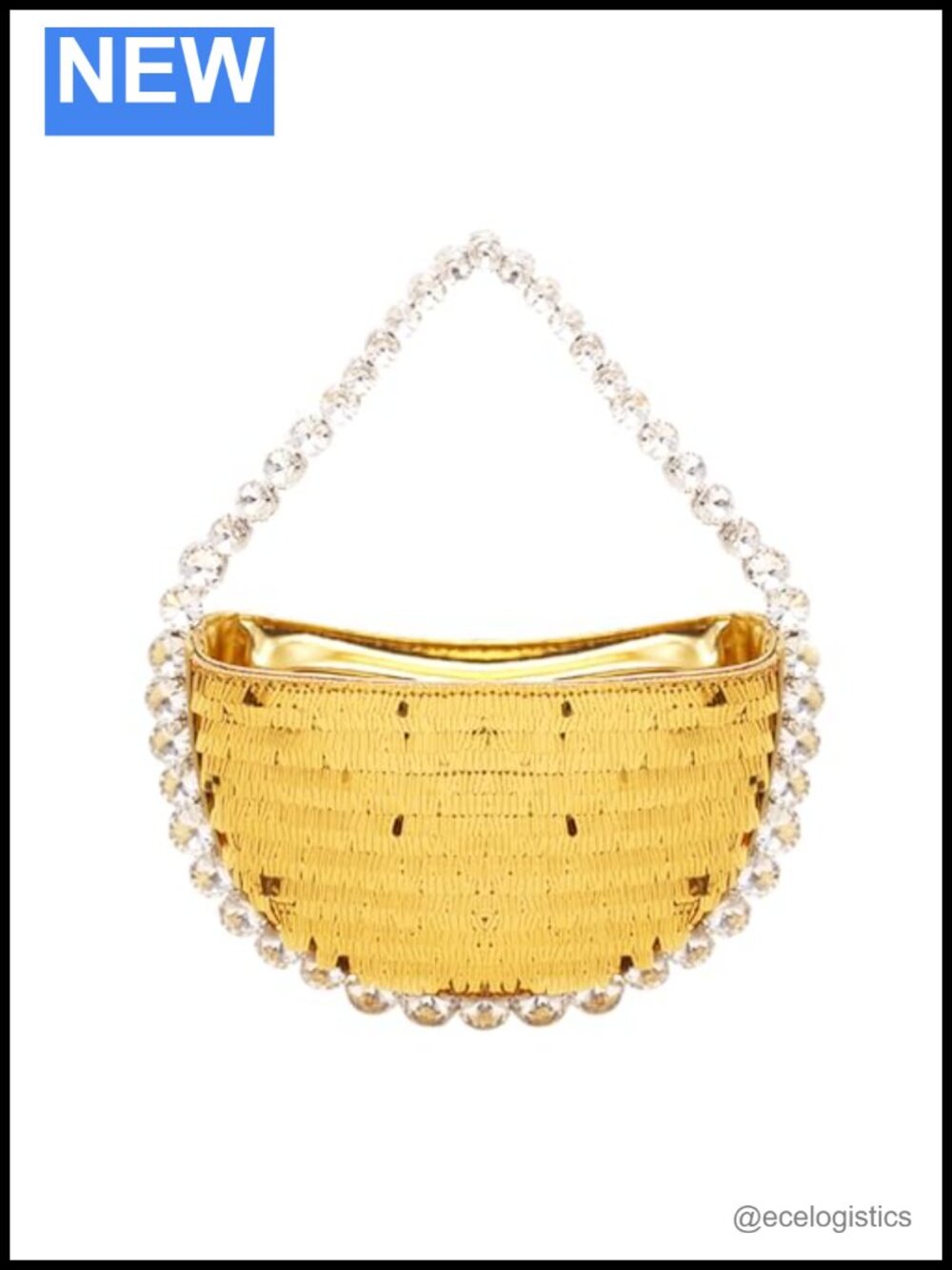 Sequin Evening Bag Satin Diamond Handle Semicircle Clutch Prom Wedding